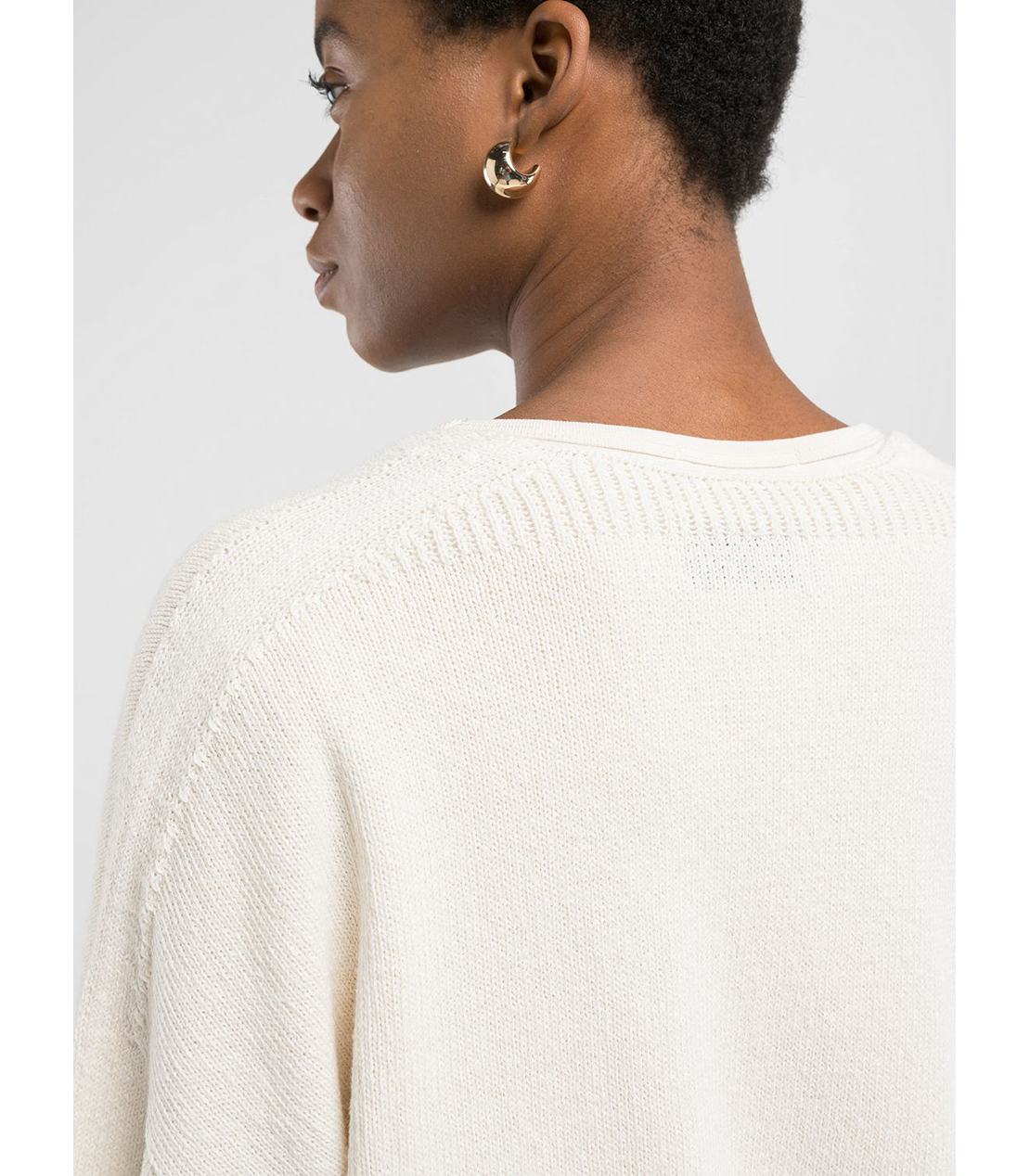 シームレスリサイクルコットンVネックニット 詳細画像 バターホワイト 6